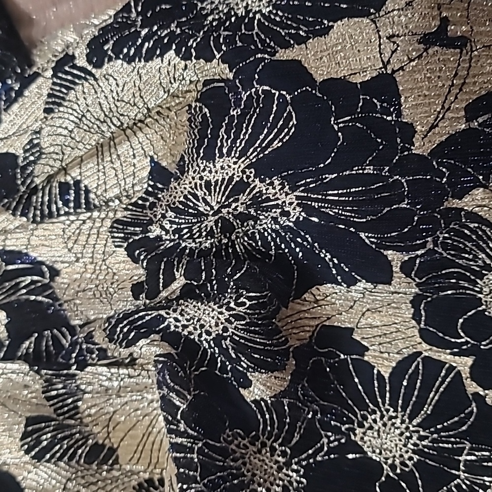 Betsy & Adam  Metallic Crinkle Sleeveless Halter Neck Foil Floral Print A-Line G - Picture 5 of 12